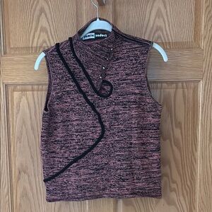 Jamie Sadock Sleeveless Top Knot Shoulder Zip Peep Hole